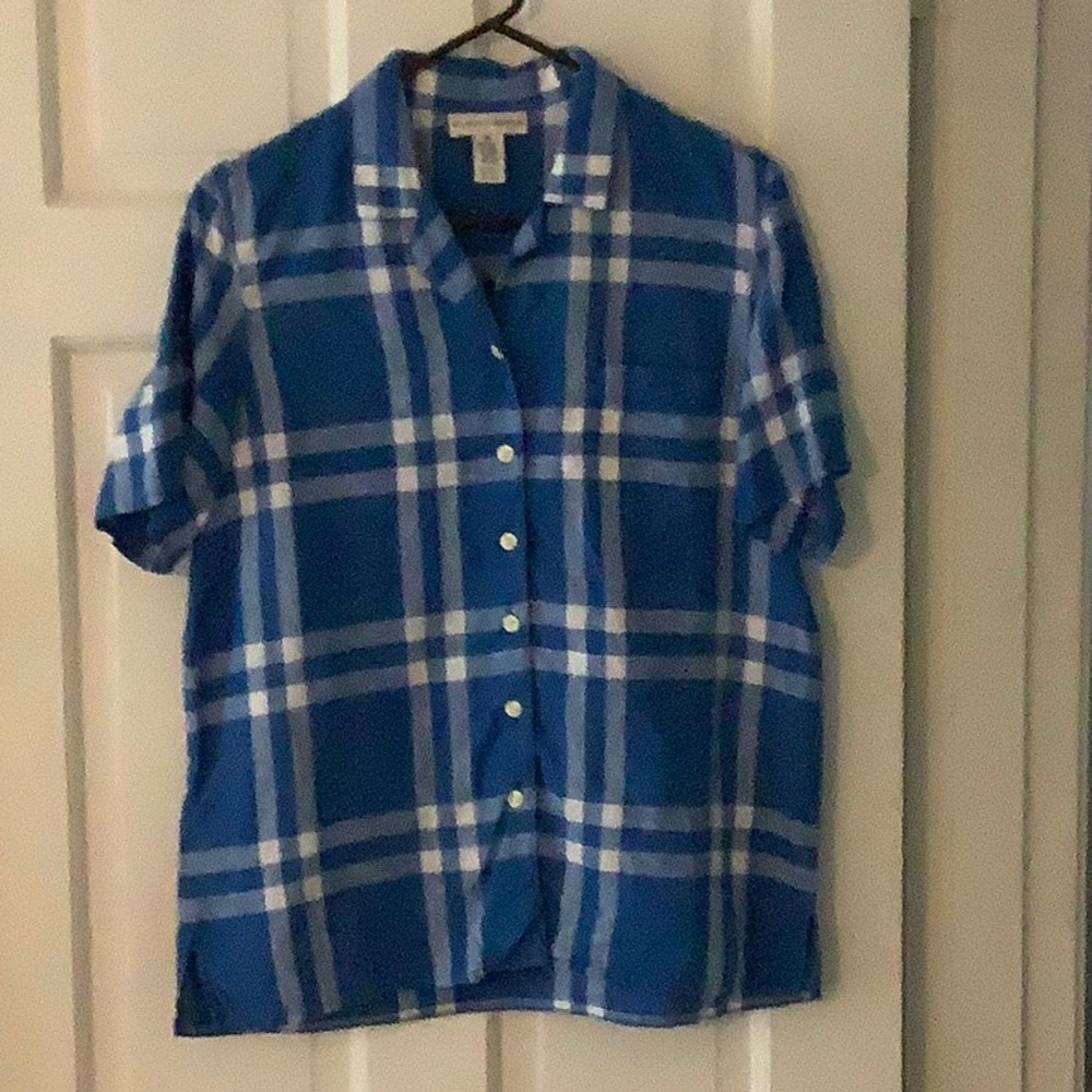 Evan Piccone Blue and White Plaid Blouse